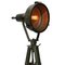 Vintage Industrial Tripod Wood, Green Metal, and Glass Spot Floor Lamp, Image 2