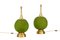 Table Lamps in Green Acrylic Glass and Gilt Brass, 1970s, Set of 2 1