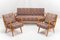 Fauteuils et Divan Antimott en Merisier par Walter Knoll / Wilhelm Knoll pour Knoll Inc. / Knoll International, 1950s, Set de 3 1