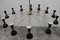 Lámparas de araña italianas minimalistas grandes de latón al estilo de Stilnovo, años 50. Juego de 2, Imagen 9