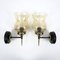 French Brass and Crackle Glass Sconces, 1950s, Set of 2 1