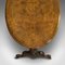 Antique Victorian English Oval Burl Walnut Side Table, 1870s 8