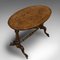 Antique Victorian English Oval Burl Walnut Side Table, 1870s 7