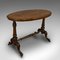 Antique Victorian English Oval Burl Walnut Side Table, 1870s 1