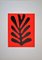 Leaf on Red Lithograph in Colors after Henri Matisse, 1965 1