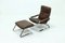 Mid-Century Chrome and Leather Recliner Chair & Ottoman, 1960s, Set of 2 1