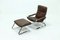 Mid-Century Chrome and Leather Recliner Chair & Ottoman, 1960s, Set of 2, Image 1