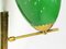 Italian Green Aluminum and Brass Adjustable Sconces, 1950s, Set of 2, Image 3