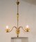 Vintage Murano Glass Gold and Brass Ceiling Lamp from Stilnovo, 1950s, Image 13