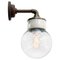 Vintage Industrial White Porcelain and Clear Glass Sconce 2
