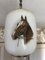 Lampada da soffitto in vetro opalino bianco con cavallo, anni '50, Immagine 9