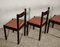 Italian Salmon Leatherette and Dark Wood Dining Chairs, 1980s, Set of 4 2