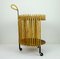 Mid-Century Bamboo, Rattan, and Metal Bar Cart Trolley, 1950s 5