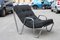 Minimalist Chrome Plated Tubular Metal and Black Fabric Lounge Chair, 1970s 1