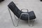 Fauteuil Minimaliste en Métal Plaqué Chrome et Tissu Noir, 1970s 4