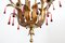 Vintage Italian Florentine Chandelier with Red Murano Glass Drops from Banci, 1950s, Image 16