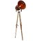 Lámpara de pie trípode industrial vintage de metal y madera, Imagen 1