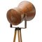 Lámpara de pie trípode industrial vintage de metal y madera, Imagen 6