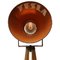 Lámpara de pie trípode industrial vintage de metal y madera, Imagen 3