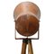 Lámpara de pie trípode industrial vintage de metal y madera, Imagen 4