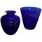 Fully Restored Blue Glass with Silver Decoration Vases by Finn Lynggaard, 1980s, Set of 2 1