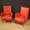 Italian Armchairs in Red Faux Leather, 1970s, Set of 2 12