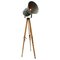 Industrial Wooden and Gray Metal Tripod Spot Floor Lamp 1