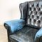 Vintage Blue Leather Chesterfield Armchair 11