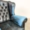 Vintage Blue Leather Chesterfield Armchair 9