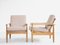Midcentury Danish pair of easy chairs in solid beech and new fabric 1960s 4