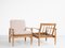 Midcentury Danish pair of easy chairs in solid beech and new fabric 1960s, Image 9