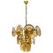 Mid-Century 3-Tier Brass and Glass Chandelier from Vistosi, 1960s 1
