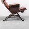 Brown Leather and Wooden Lounge Chair, 1970s 4