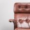 Brown Leather and Wooden Lounge Chair, 1970s, Image 8