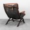 Brown Leather and Wooden Lounge Chair, 1970s 9