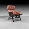 Brown Leather and Wooden Lounge Chair, 1970s, Image 1