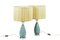 Table Lamps in Blue Porcelain and Silvered Brass, 1970s, Set of 2 1