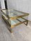 Mid-Century French Sliding Brass Top Coffee Table with Mirror Bottom, 1970s 3