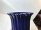 Vase en Céramique Bleue Cannelée de Eslau, Danemark, 1970s 4