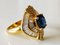 Yellow Gold Ring with Oval-Cut Sapphire Royal Blue 2.5k and Diamonds 10