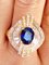 Yellow Gold Ring with Oval-Cut Sapphire Royal Blue 2.5k and Diamonds 5