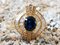 Yellow Gold Ring with Oval-Cut Sapphire Royal Blue 2.5k and Diamonds 9