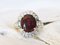 Yellow Gold Ring 18 Karats Red-Orange Spinel 5.6k and Diamonds, Image 7