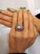 Gold Ring 18k White Art Deco Diamond-Shaped Daisy Round 1.09 Karat Sapphires and Ruby 11