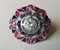 Gold Ring 18k White Art Deco Diamond-Shaped Daisy Round 1.09 Karat Sapphires and Ruby 1