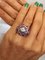 Gold Ring 18k White Art Deco Diamond-Shaped Daisy Round 1.09 Karat Sapphires and Ruby 5