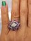 Gold Ring 18k White Art Deco Diamond-Shaped Daisy Round 1.09 Karat Sapphires and Ruby 7