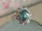 Ring White Gold 18kt Blue Zircon from Cambodia 3.3k and Diamonds 3
