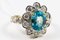 Ring White Gold 18kt Blue Zircon from Cambodia 3.3k and Diamonds 10