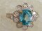Ring White Gold 18kt Blue Zircon from Cambodia 3.3k and Diamonds 4